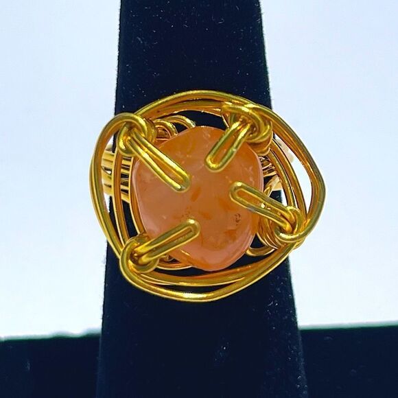 🔥 HANDMADE CARNELIAN WIREWRAPPED GENUINE GEMSTONE CHUNKY RING 🔥 - Picture 1 of 5
